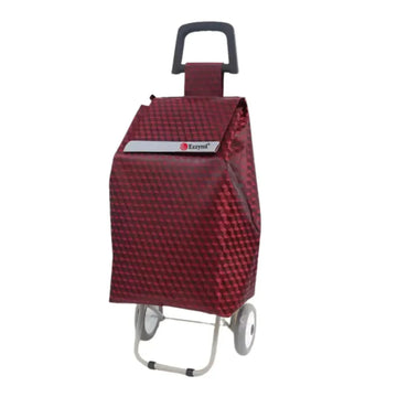 Red checkered shopping cart bag with a visible brand logo on a white background