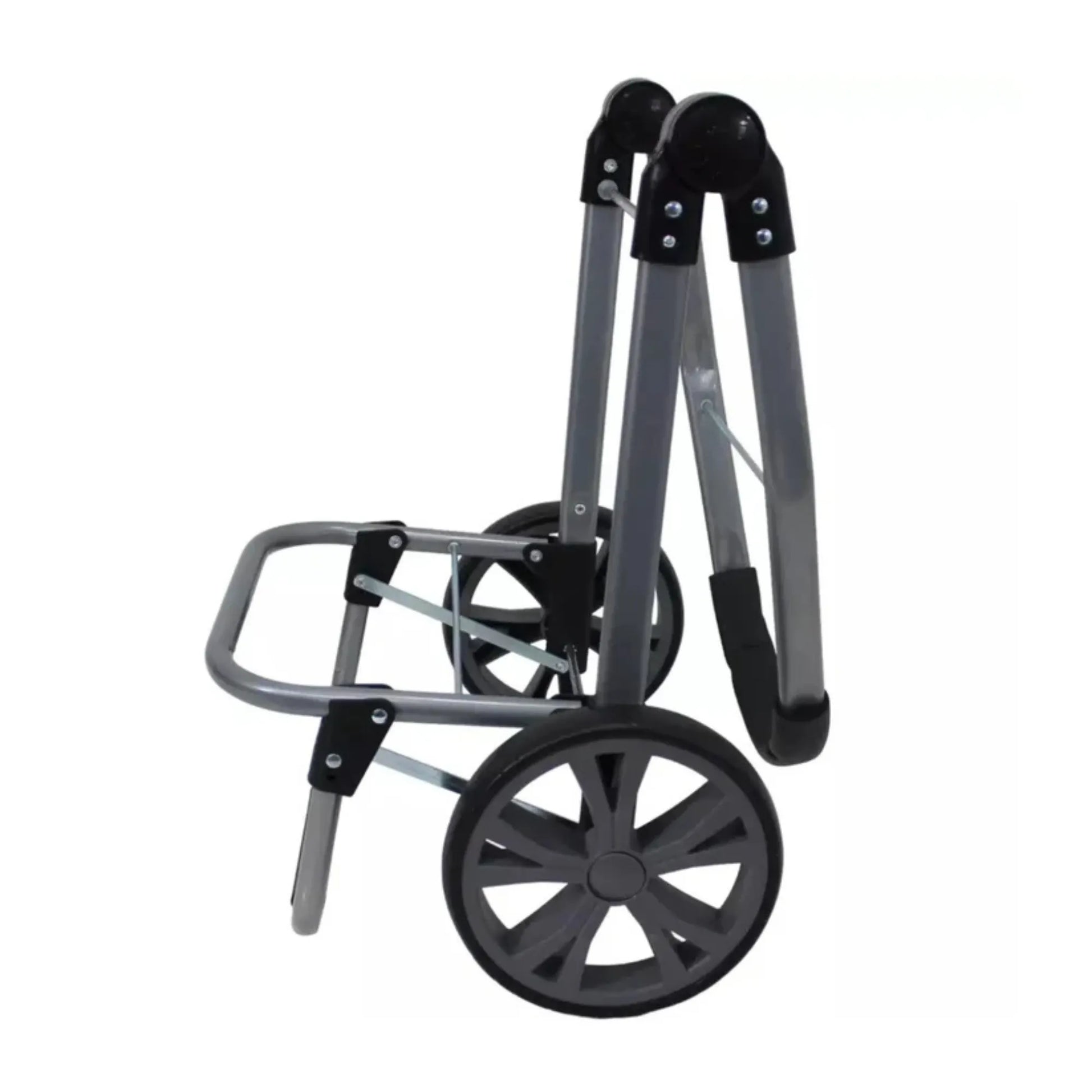 Foldable shopping cart with wheels on a white background