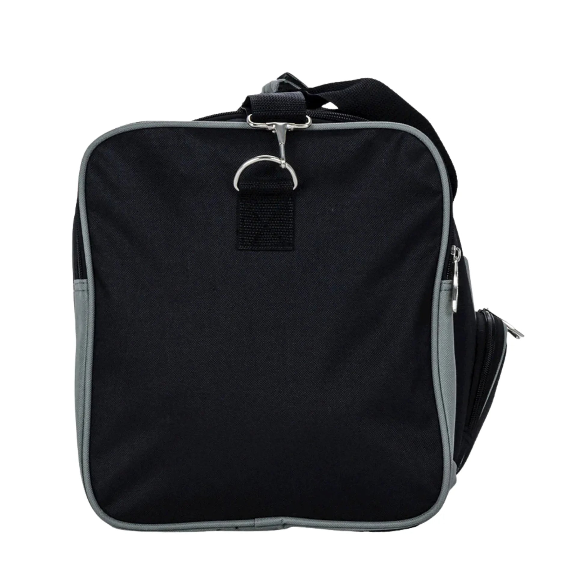 Black backpack with gray accents on a white background