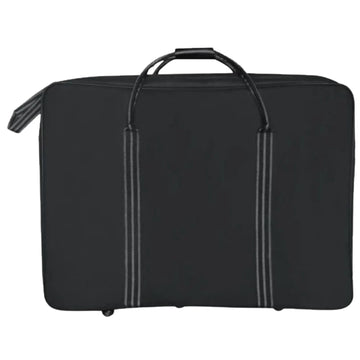Black garment bag with handles on a white background