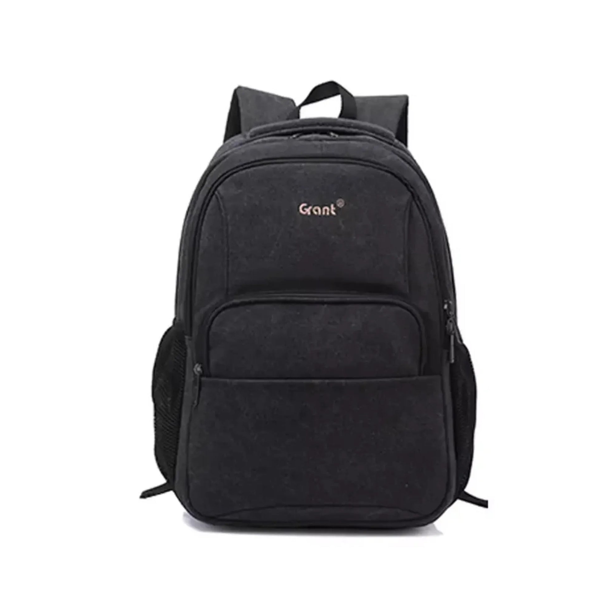 Black backpack with 'Gant' branding on a white background
