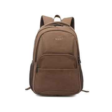 Brown backpack with 'Gant' branding on a white background