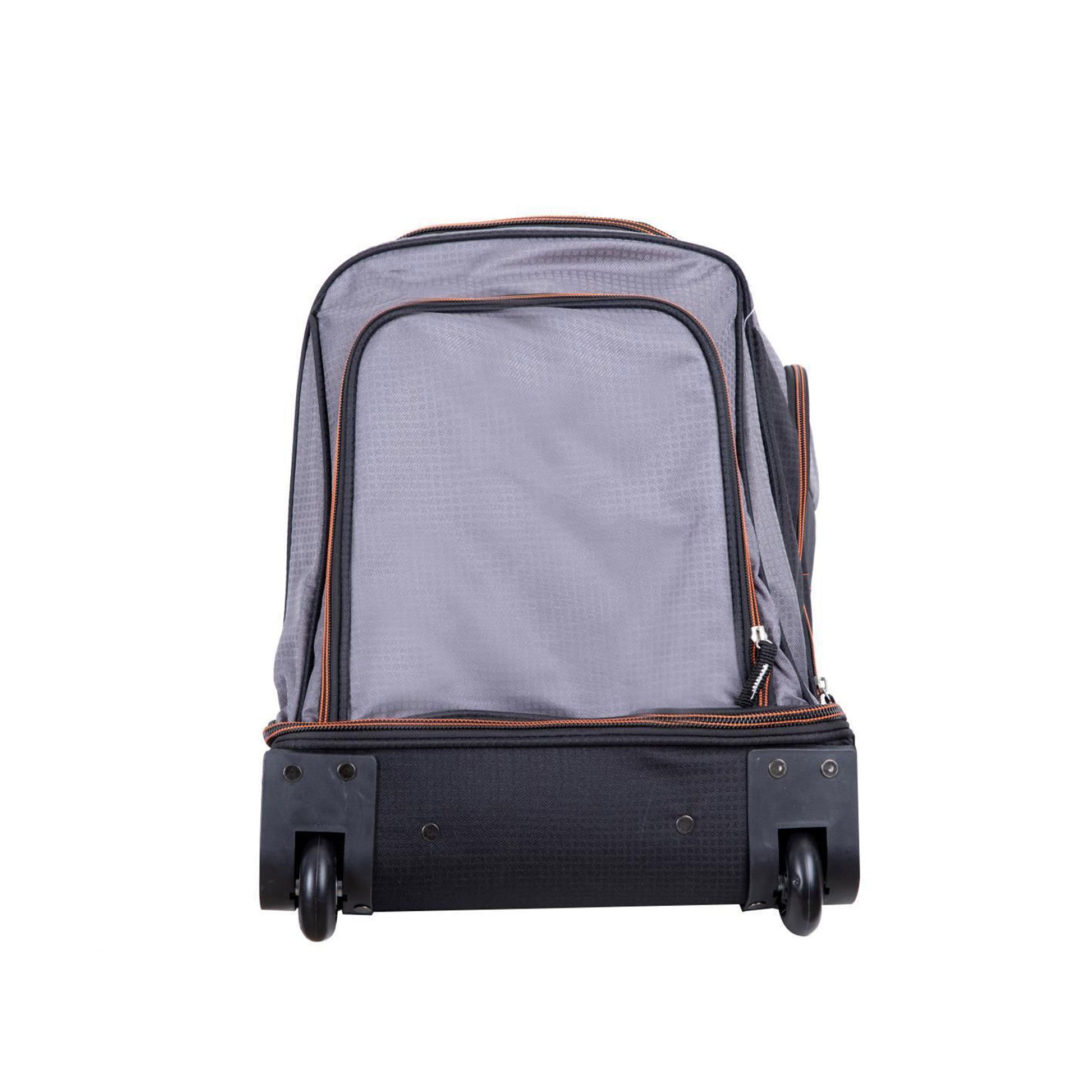 Gray backpack with wheels on a white background