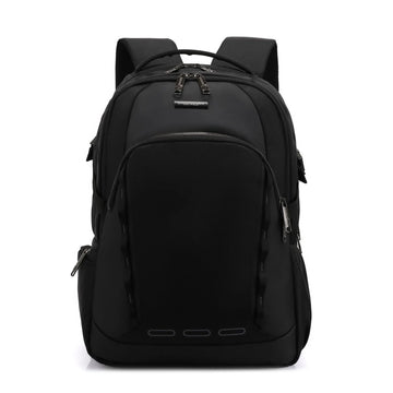 Black backpack on a white background