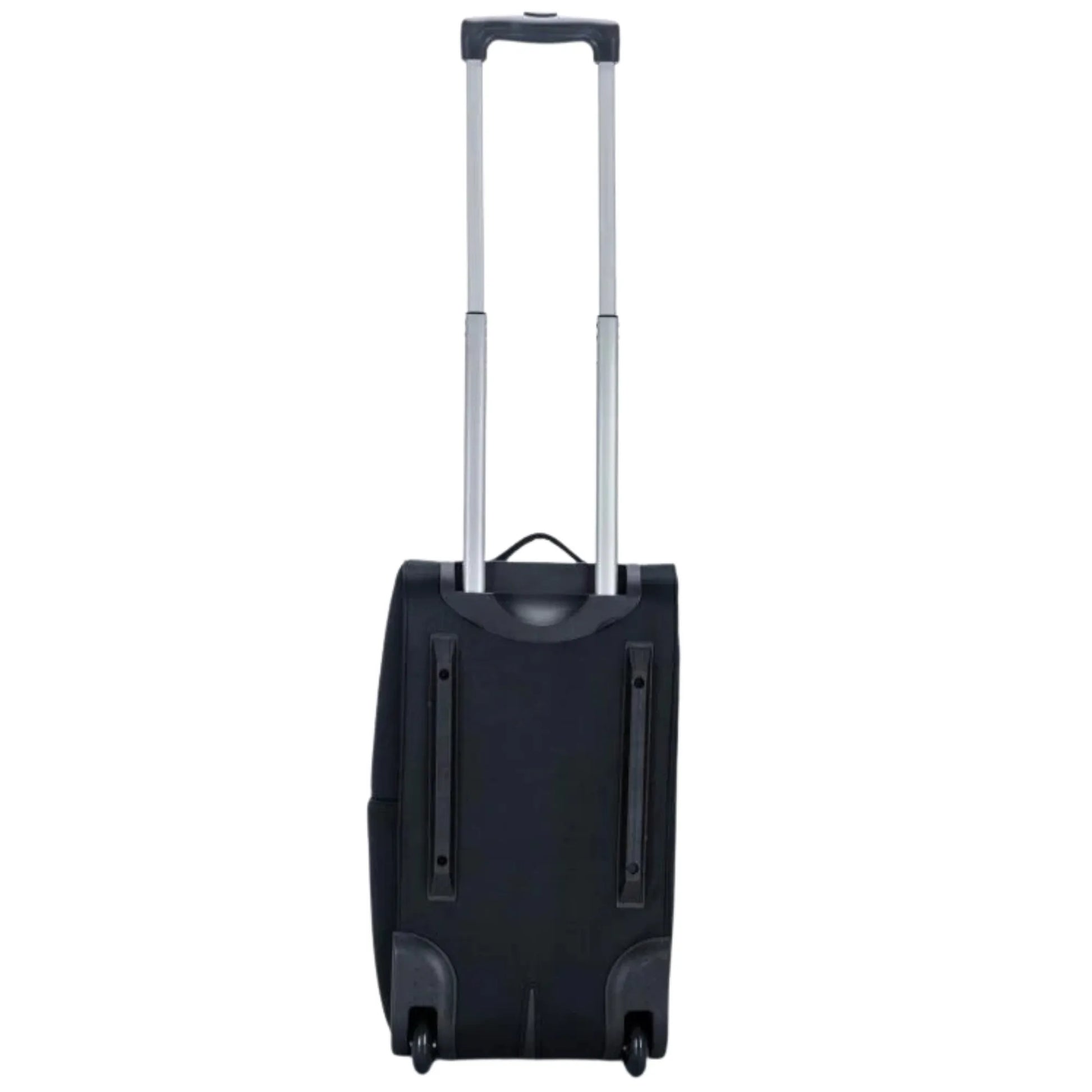 Black suitcase with a silver handle on a white background